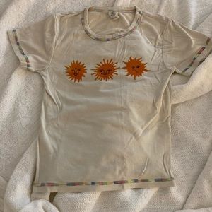 used like new urban outfitters three suns tee with rainbow stitching.